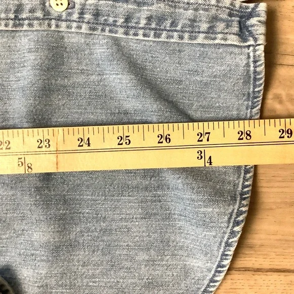 Womens Large Polo Ralph Lauren Denim Logo Shirt Long Sleeve Shirt Vintage - Picture 6 of 11